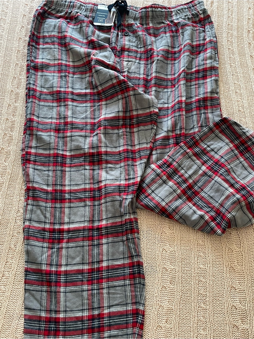 George Men's Gray and Red Plaid Lounge Pants